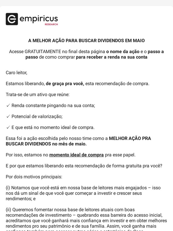 Brazil Empiricus Cpl Saiu O Nome Veja Qual A Melhor A O De