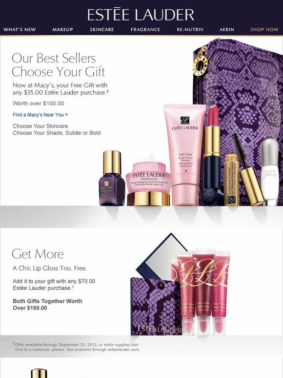 Estée Lauder Now at Macys Choose Your Gift Milled