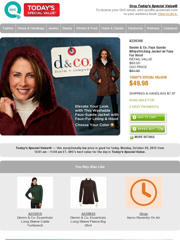 QVC QVC's Today's Special Value (Monday, October 29, 2012) Milled