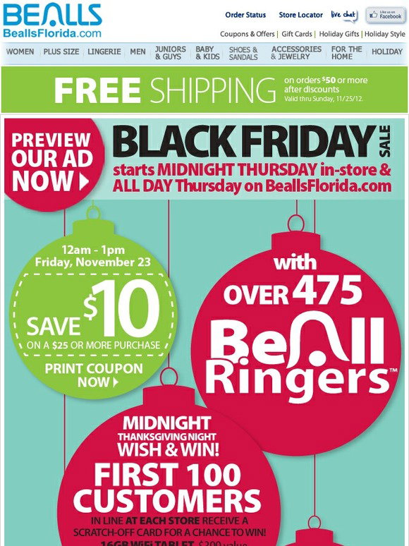 Bealls Stores Preview our Black Friday Sale Now and Print Your 10