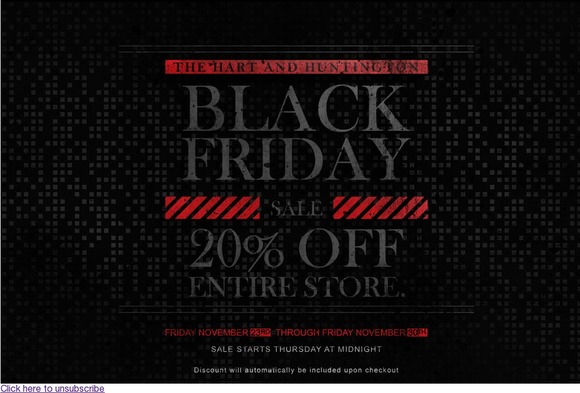 Hart and Huntington Holiday Sale Ends Tomorrow! Everything in our onliine store 20% off!