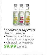 SodaStream MyWater Flavor Essence - Makes up to 60 liters of flavored sparkling water - All-natural, unsweetened $9.99 (Set of 3)