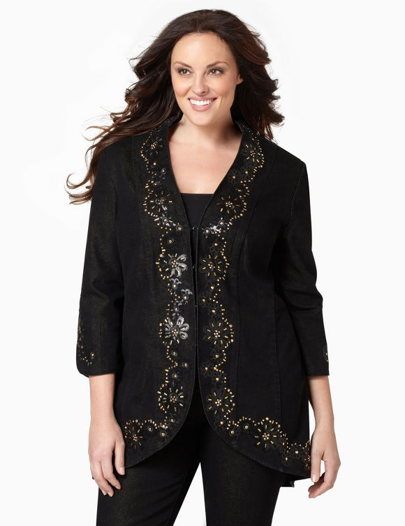 Black Multi Glitter Denim Jacket
