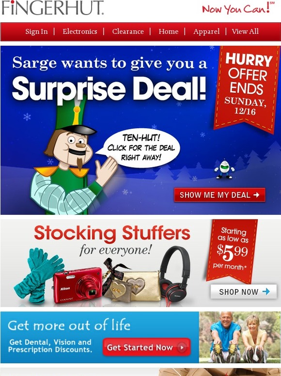Fingerhut Fingerhut A SURPRISE offer, just for you! Hurry, offer ends
