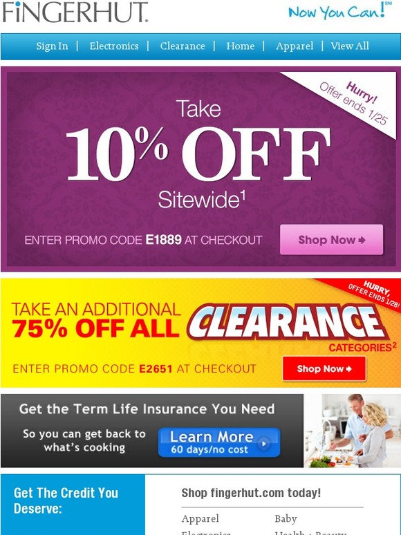 Fingerhut Fingerhut Take 10 OFF your order offer ends tomorrow, 1/