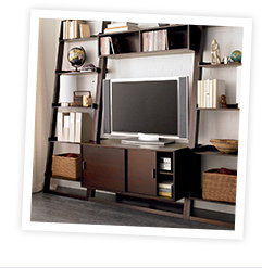 Sloane Java 43.75 in. Leaning Media Stand 
with Two 25.5 in. Bookcases