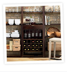 Sloane Java Leaning Wine Bar with Two 25.5 
in. Bookcases