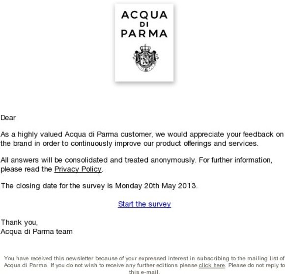 Share your experience with Acqua di Parma