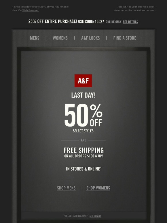abercrombie free shipping code