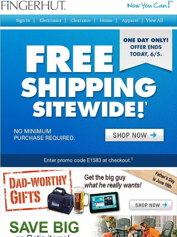 Fingerhut Fingerhut FREE SHIPPING SITEWIDE Today only! Milled