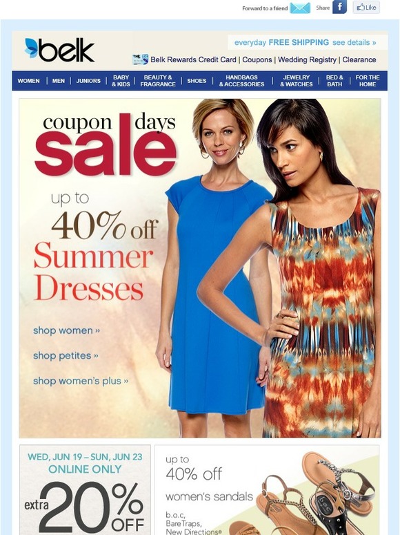 Belk Extra 20 off Sale Purchase During Coupon Days Online Only Milled