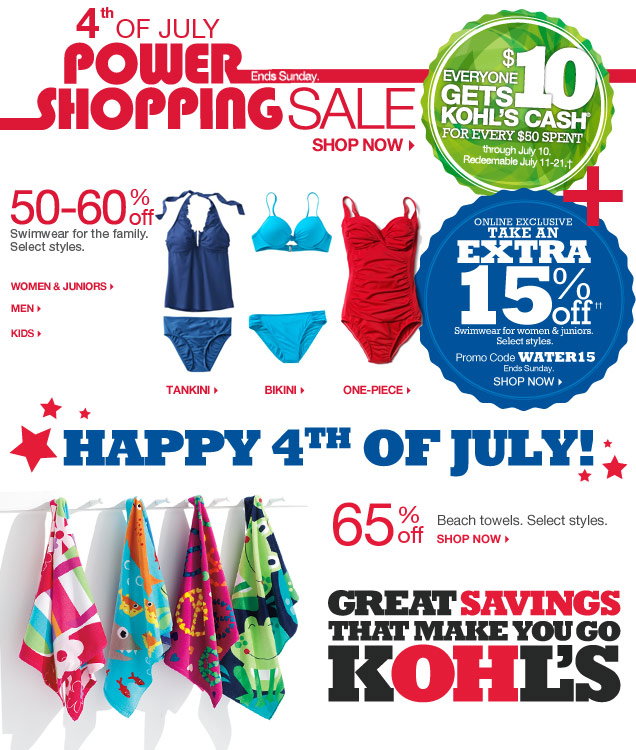 Kohl's Happy 4th of July! Extra 15 Off + Get Kohl's Cash! Milled