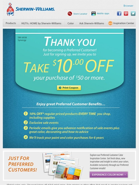 Sherwin Williams Home to the Preferred Customer Program + get