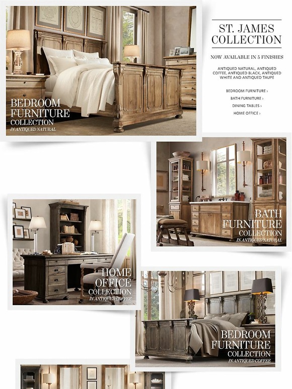 Restoration Hardware St. James Collection in 5 Finishes + Extra 10