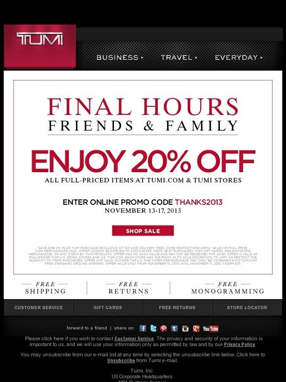 tumi online promo code