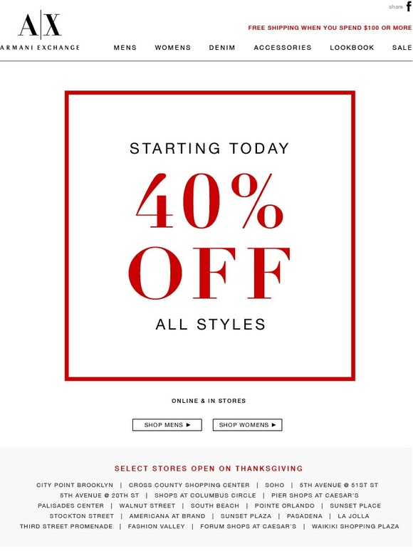 armani exchange fashion valley