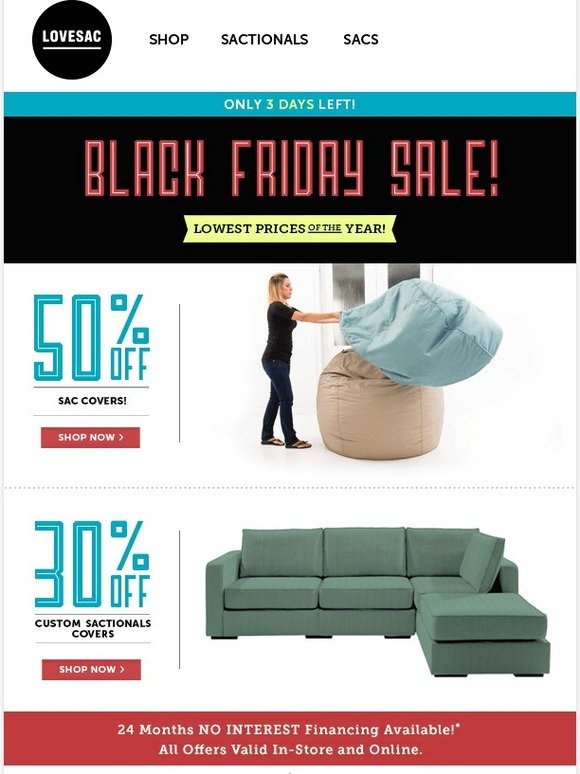 LoveSac Black Friday Sale! 50 off Sac Covers + 30 off Sactionals