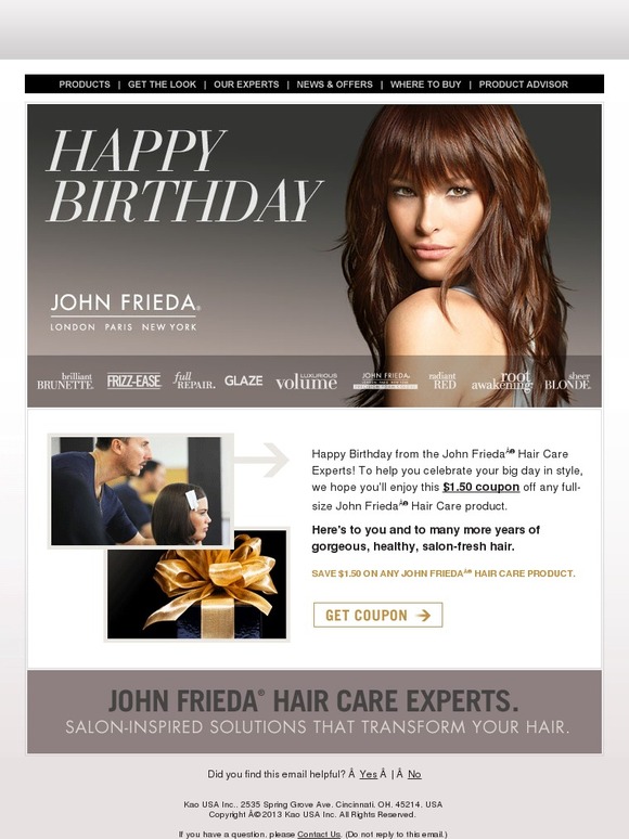 John Frieda US: Happy Birthday, -! Your Gift From John Frieda® Hair Care