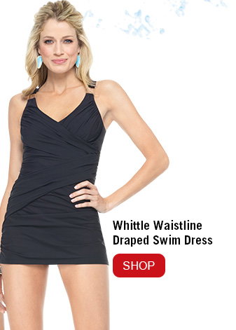 Whittle Waistline Draped Swim Dress. Shop!