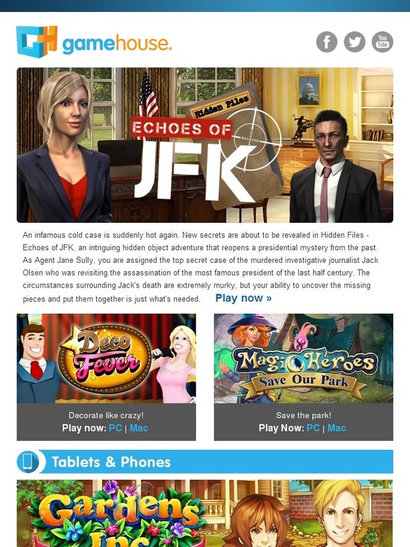 GameHouse NEW! Hidden Files Echoes of JFK + more! Milled