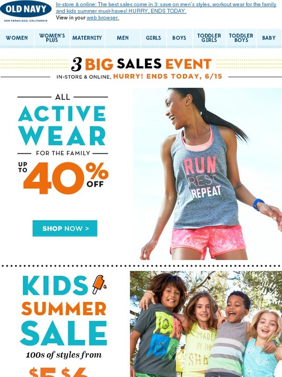 Old Navy 3 BIG SALES END Today + Extra 15 Off EVERYTHING Online Milled