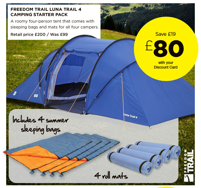 Go Outdoors Wow Freedom Trail Camping Starter Pack only 80 This month s deals are ending soon. Milled