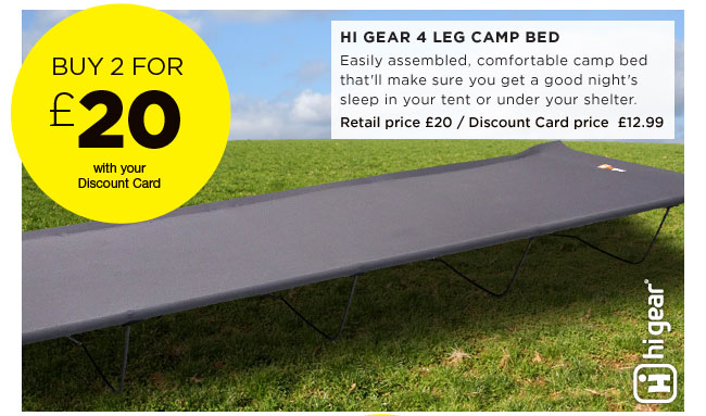 Hi gear 4 legged hotsell camp bed