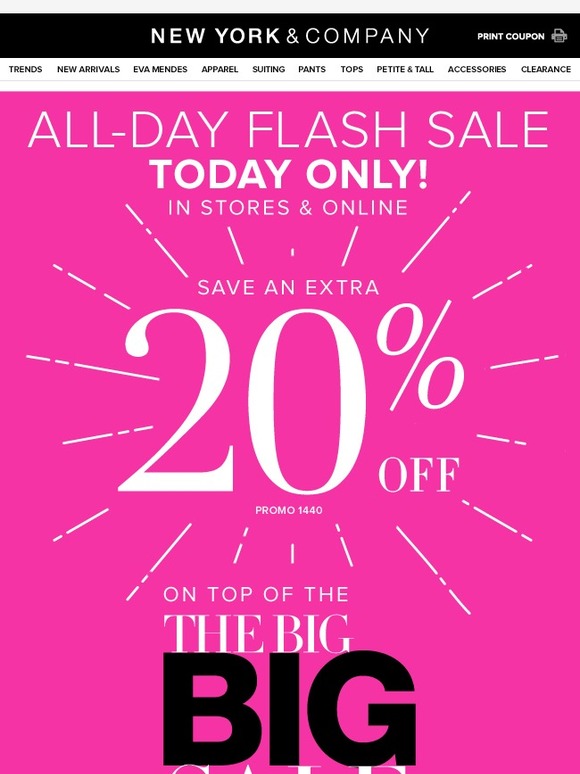 New York & Company: This is MAJOR! All-day Flash Sale today only! | Milled