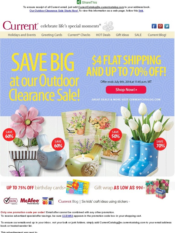 Current Catalog Our Outdoor Clearance Sale Starts Now! Milled