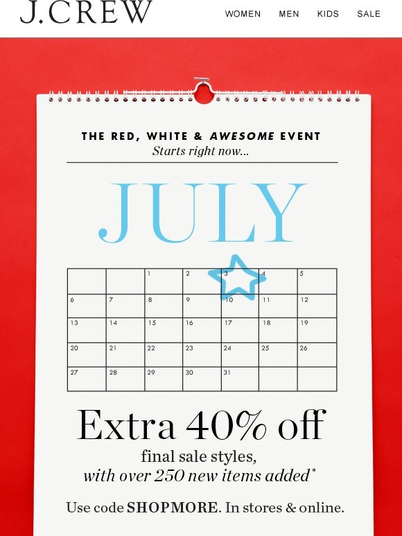 J.Crew Final sale is here. With extra 40 off. Don't miss it. Milled