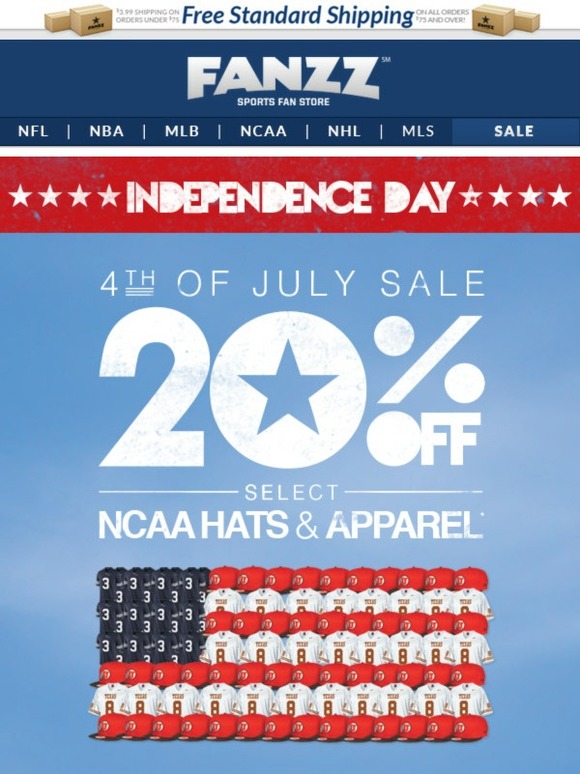 Happy 4th of July! 20 off Select NCAA Hats & Apparel Milled