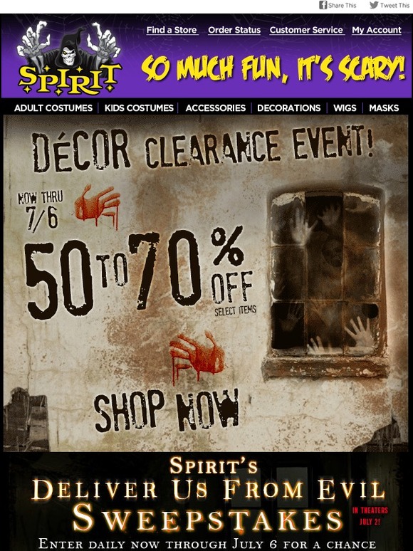 Spirit Halloween Last Chance To Save Up To 70 On Decor! Milled