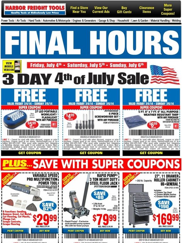 Harbor Freight Tools Final Hours 4th of July Weekend Sale Ends Today