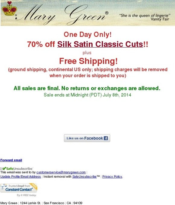 Flash Sale Ends Soon: 70% off Silk Satin Classic Cuts