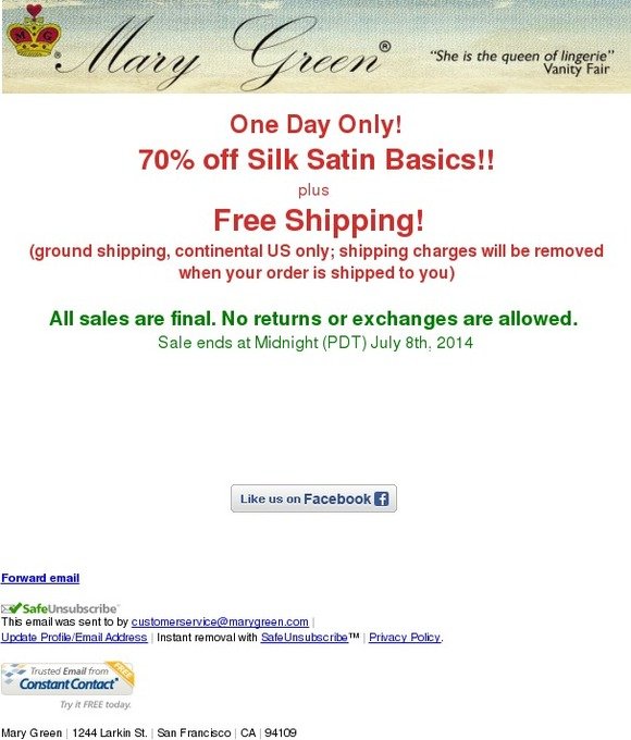 70% off Silk Satin Basics