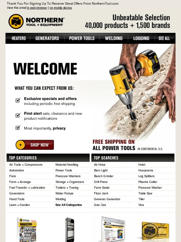 Northern Tool To Email Deals From Milled
