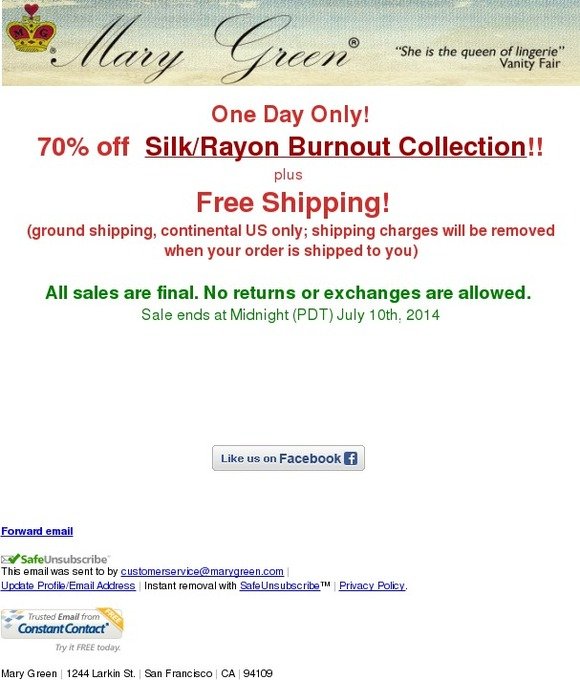 Flash Sale: 70% off Silk Satin/Rayon Burnout Collection! One day only