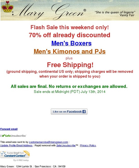 Flash Sale Ends Soon: 70% off Men's Boxers, PJs, Kimonos
