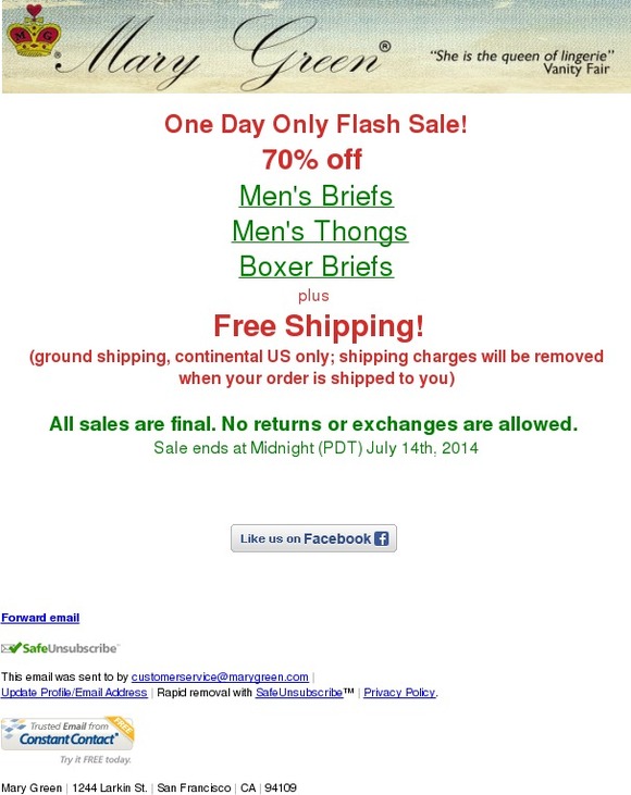 Flash Sale: 70% off Men's Thongs, Briefs, Boxers Briefs