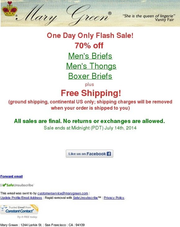 Flash Sale Ends Soon: 70% off Men's Thongs, Briefs, Boxers Briefs