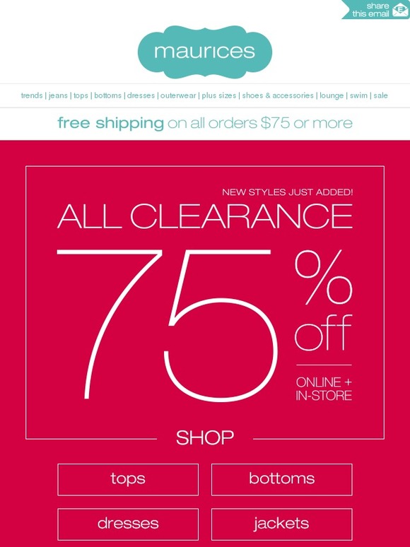 75 Off All Clearance Instores & Online Milled