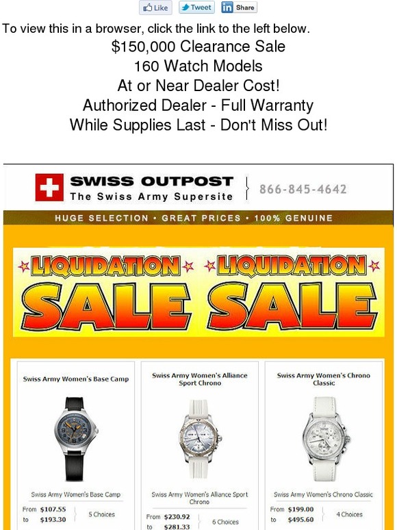 Swiss Army Watch Clearance - While Supplies Last