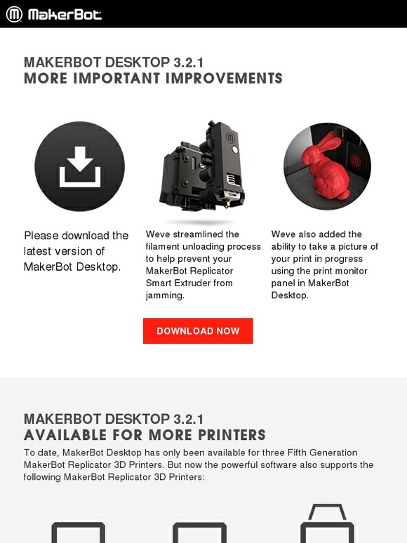 Makerbot Important update MakerBot Desktop 3.2.1 + Firmware 1.2 Milled