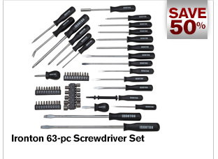 Ironton 63-Pc. Screwdriver Set | Buy Item# 41335 now for $14.99