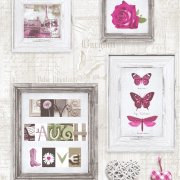 Live Laugh Love Frames Wallpaper Pink / Cream