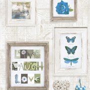 Live Laugh Love Frames Wallpaper Blue / Cream