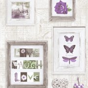 Live Laugh Love Frames Wallpaper Purple / Cream