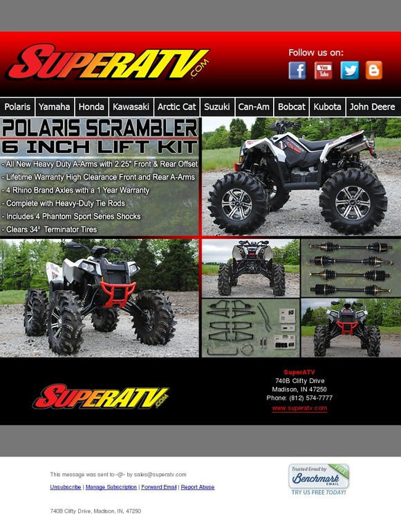 Super Atv Scrambler 1000 6 Lift Kit Milled