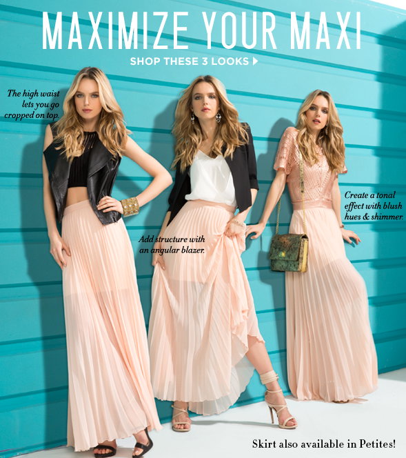 Bebe: 3 ways to wear a maxi skirt | Milled