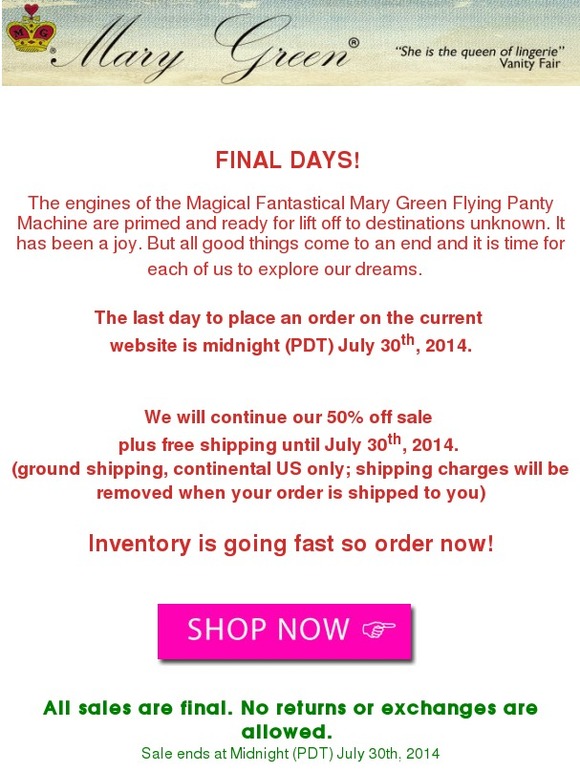 Last Day: Sale Ends at Midnight (PDT)